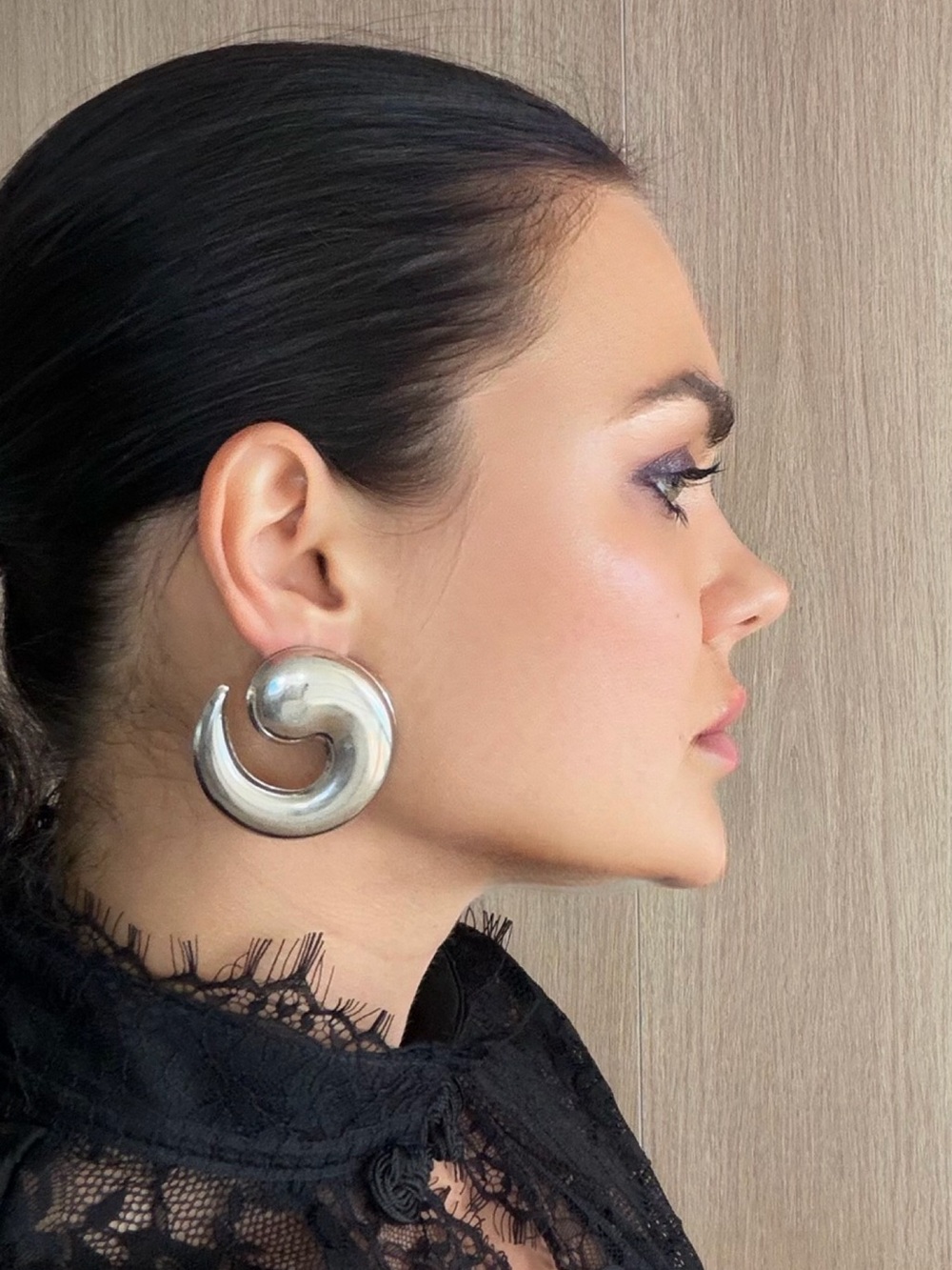 Bold Silver Swirl Hoop Earrings - Women Jewelry